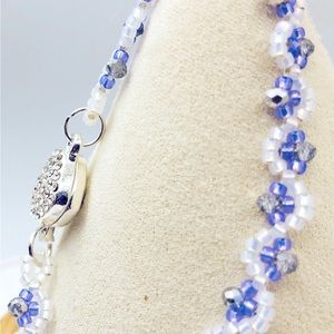 White & Lavender Purple Bracelet New Size 7.5 inches